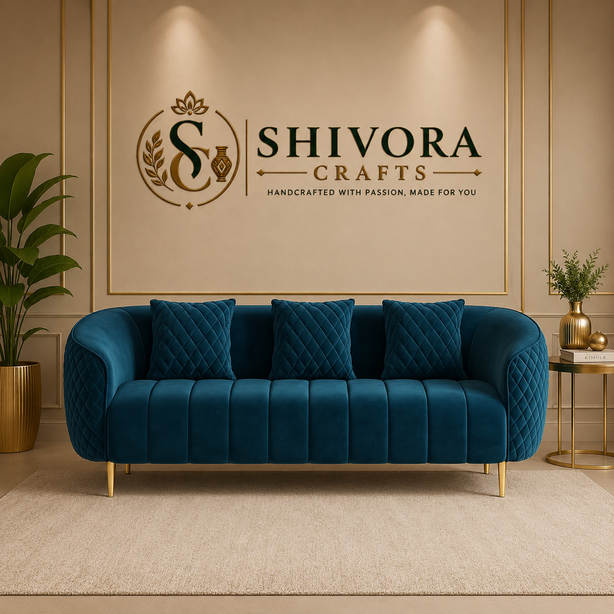 Quilted Channel Back 3 Seater Sofa