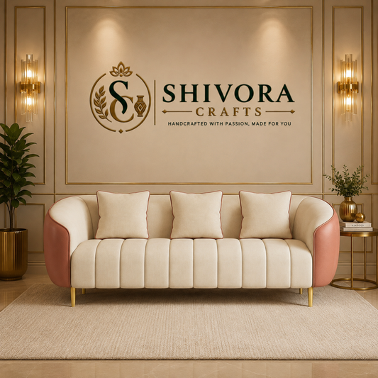 Modern Channel Tufted 3-Seater Sofa with Quilted Arms - Shivora Crafts