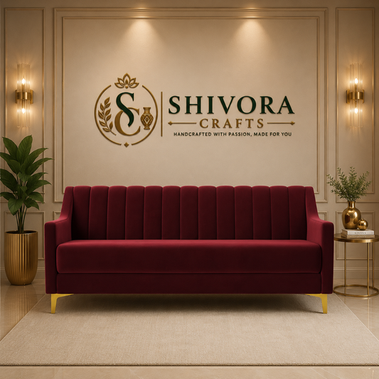 Modern Vertical Channel Tufted 3-Seater Sofa - Shivora Crafts