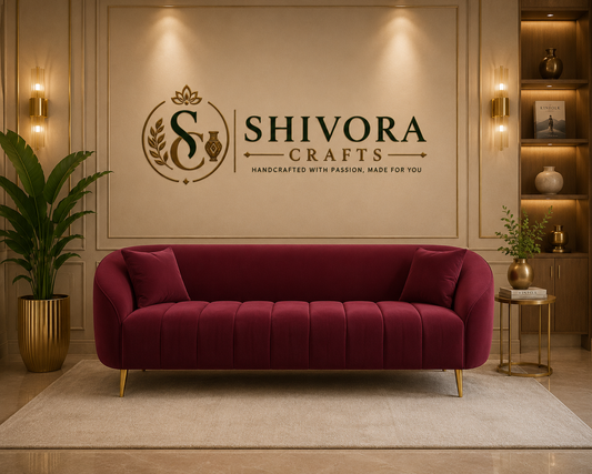 Modern Curved Channel Tufted 3-Seater Sofa- Shivora Crafts