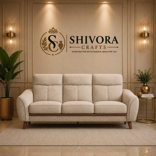 Modern 3-Seater Upholstered Sofa with Cushioned Backrest-Shivora Crafts