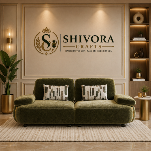 Modern 2-Seater Sofa with Plush Cushioned Seating-Shivora Crafts