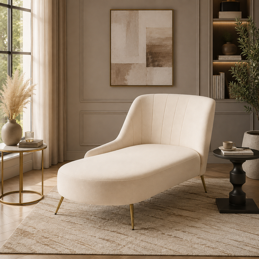 Modern Curved Lounge Chaise Chair – Elegant Upholstered Accent Seat-Shivora Crafts