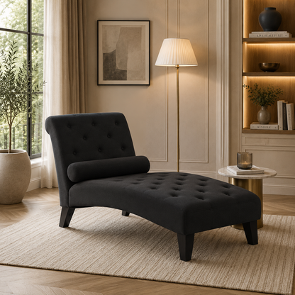 Modern Tufted Chaise Lounge Chair – Upholstered Reclining Accent Seat-Shivora Crafts