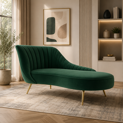 Modern Curved Chaise Lounge Chair – Sculptural Upholstered Accent Seating-Shivora Crafts
