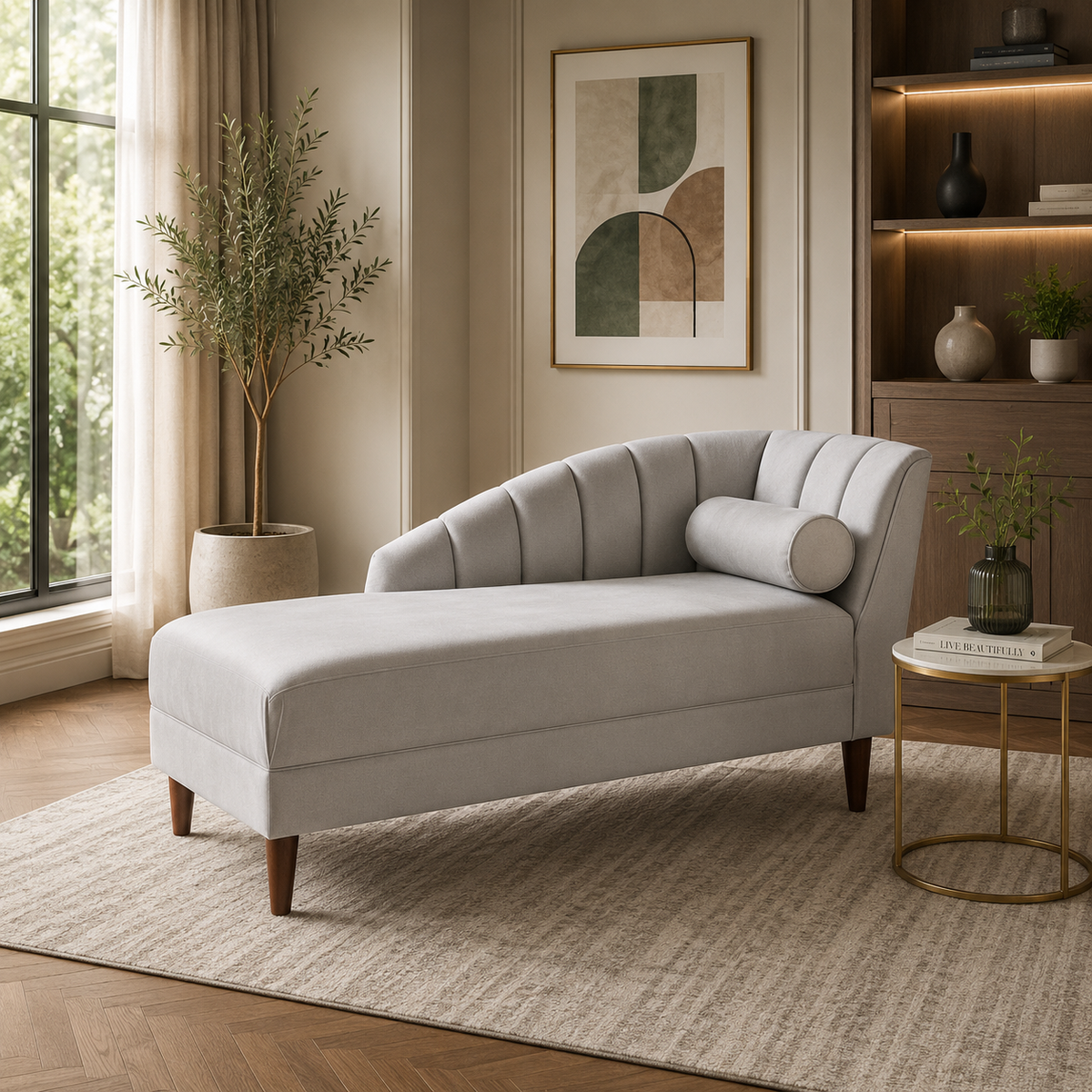 Modern Curved Chaise Lounge Sofa – Upholstered Accent Loveseat-Shivora Crafts