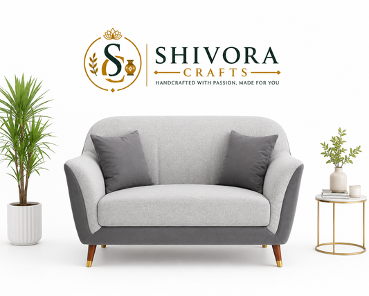 Modern Curved Back Loveseat Sofa with Padded Arms