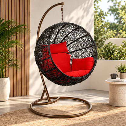 Woven Hanging Egg Chair with Stand – Outdoor Swing Chair
