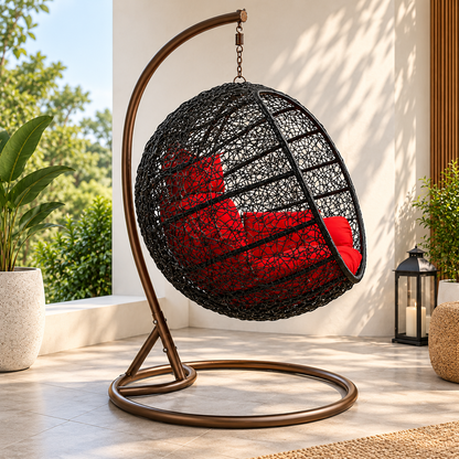 Woven Hanging Egg Chair with Stand – Outdoor Swing Chair