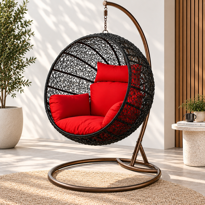 Woven Hanging Egg Chair with Stand – Outdoor Swing Chair
