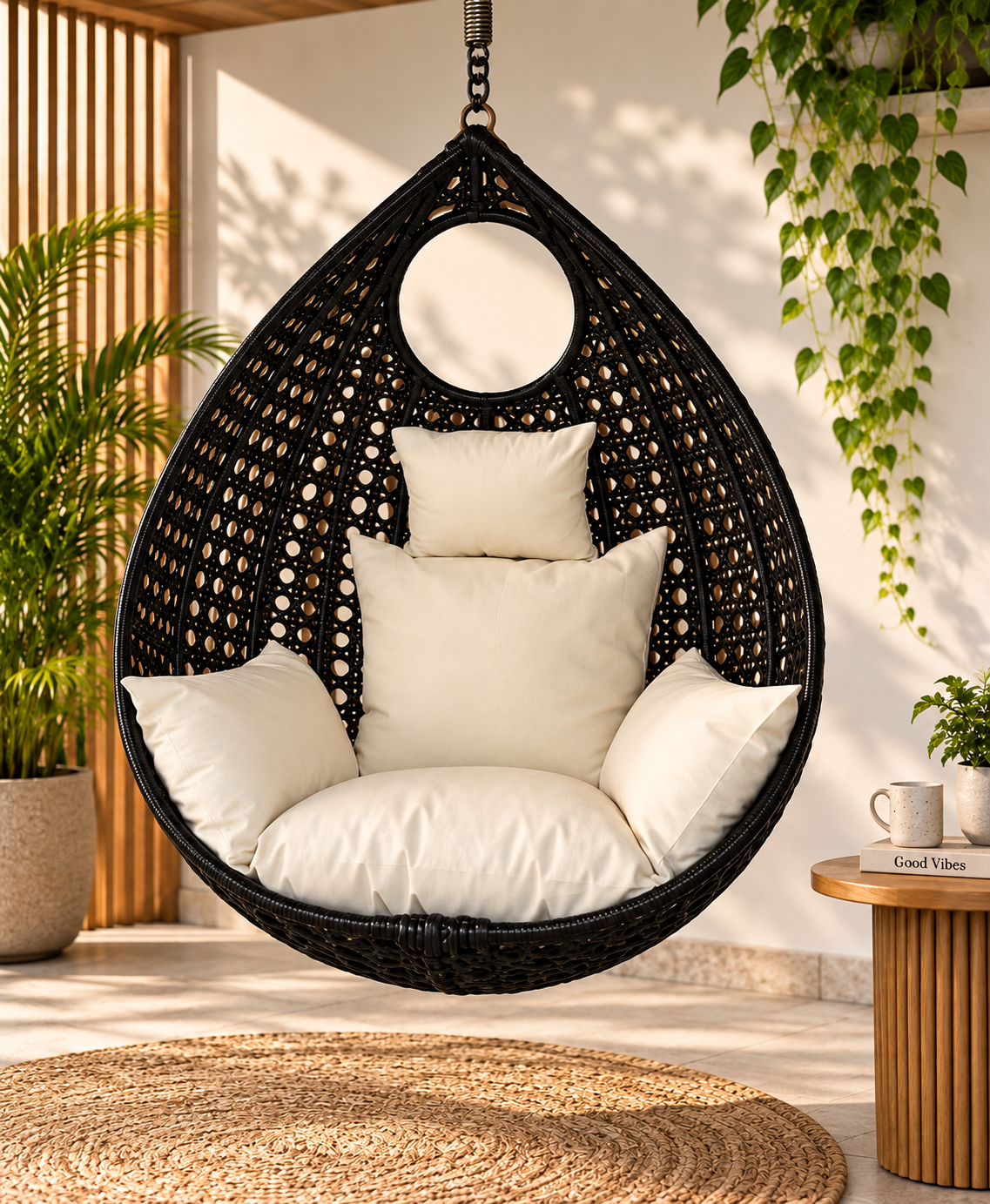 Woven Hanging Egg Chair – Indoor & Outdoor Cocoon Swing Chair