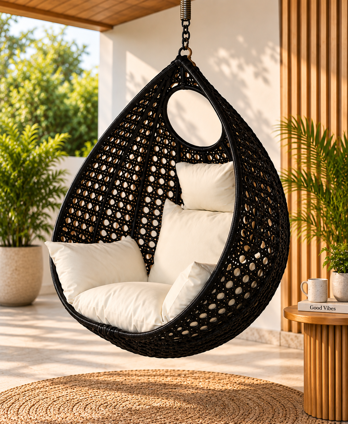 Woven Hanging Egg Chair – Indoor & Outdoor Cocoon Swing Chair