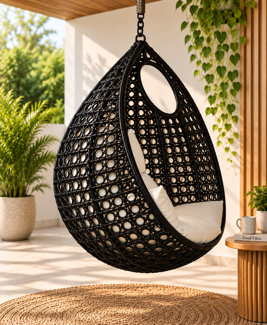 Woven Hanging Egg Chair – Indoor & Outdoor Cocoon Swing Chair
