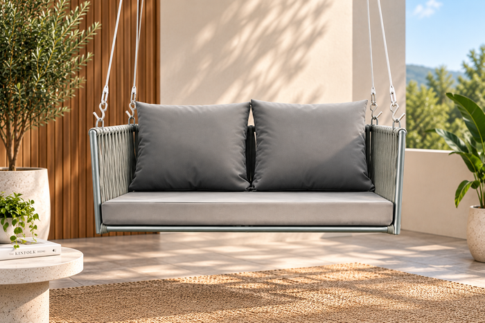 Woven Hanging Swing Chair – Outdoor Rope Hammock Loveseat