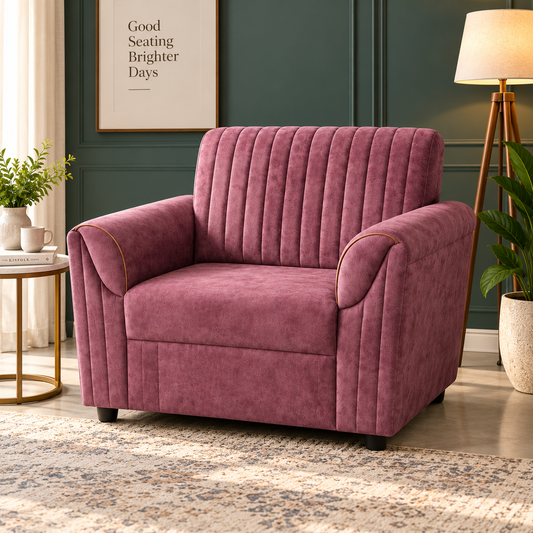 Modern Vertical Channel Tufted Armchair – Upholstered Accent Lounge Chair