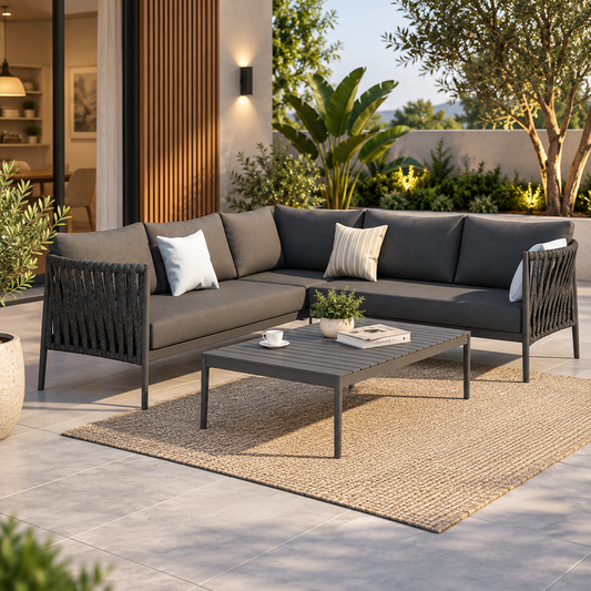 Outdoor Patio Sectional Sofa Set | L-Shaped Sofa with Coffee Table