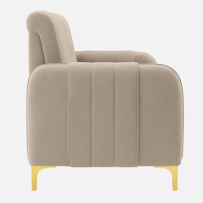 Modern Accent Chair with Channel-Tufted Back & Metal Legs