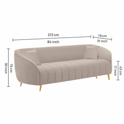 Modern Channel-Tufted Upholstered Sofa with Rounded Arms & Vertical Stitching