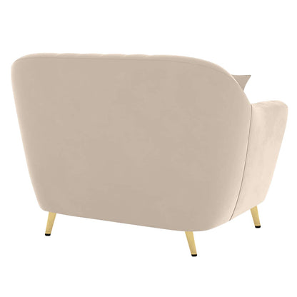 Modern Upholstered Accent Chair with Channel Tufted Back & Curved Arms