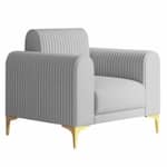 Modern Channel-Tufted Accent Chair with Curved Arms & Metal Legs
