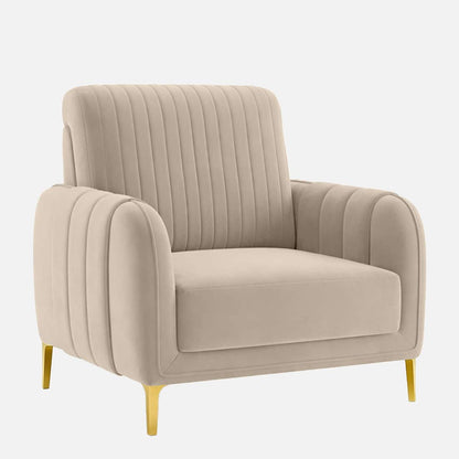 Modern Upholstered Accent Chair with Vertical Channel Back & Rounded Arms
