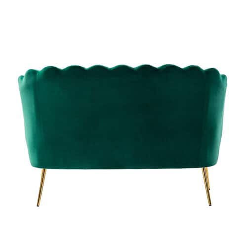 Emerald Green Velvet 2 Seater Sofa | Channel Tufted Gold Leg Sofa- Shivora Crafts