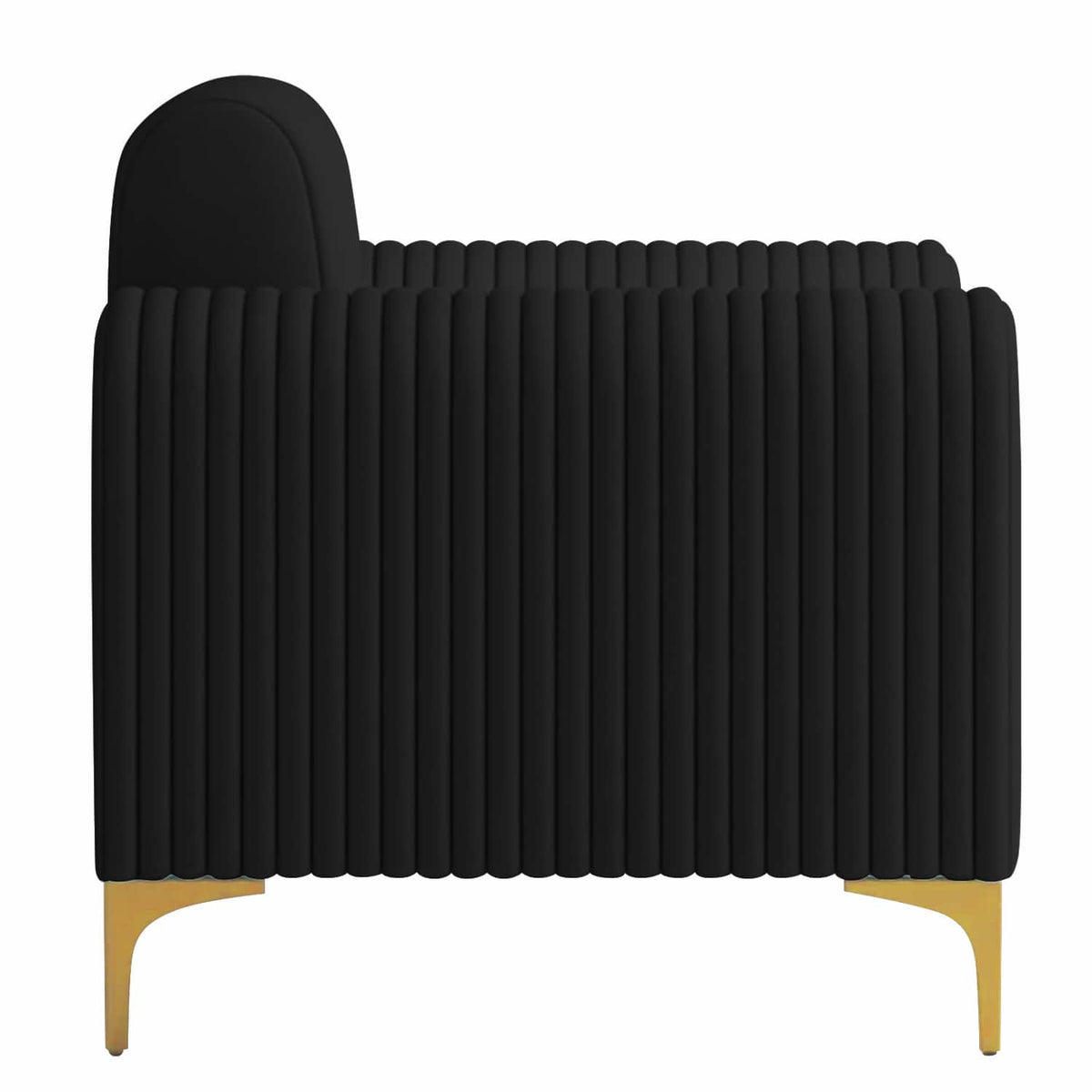 Modern Channel-Tufted Accent Chair with Curved Arms & Metal Legs