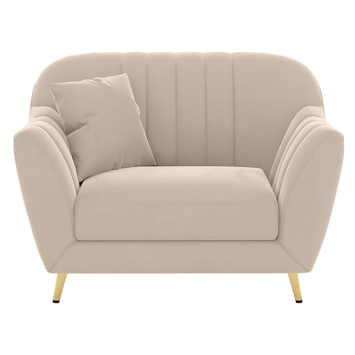 Modern Upholstered Accent Chair with Channel Tufted Back & Curved Arms