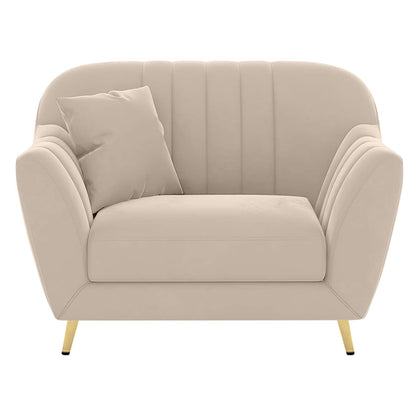 Modern Upholstered Accent Chair with Channel Tufted Back & Curved Arms
