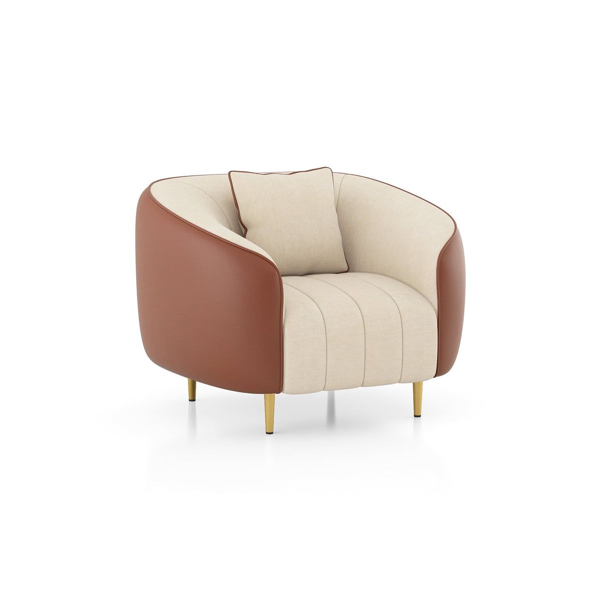 Modern Channel Tufted Accent Chair with Curved Quilted Arms - Shivora Crafts