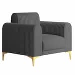 Modern Channel-Tufted Accent Chair with Curved Arms & Metal Legs