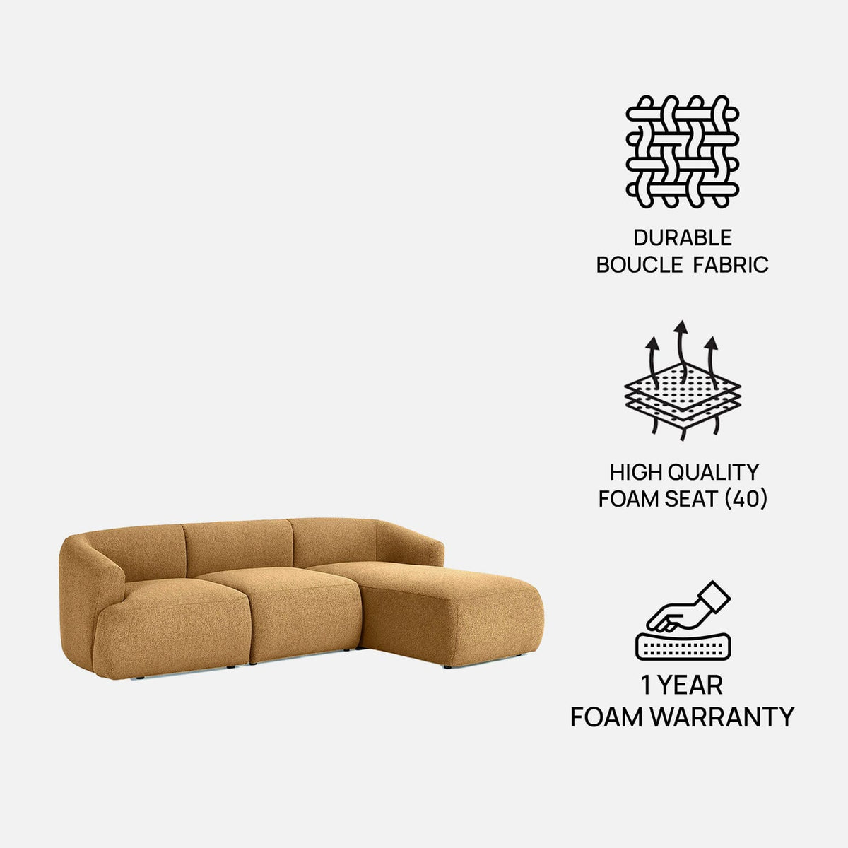 Modern L-Shaped Sectional Sofa with Chaise-Shivora Crafts