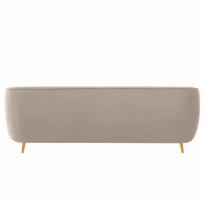 Modern Channel-Tufted Upholstered Sofa with Rounded Arms & Vertical Stitching