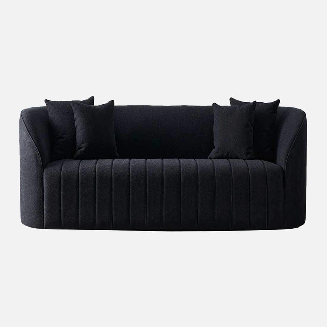 Modern Black 3 Seater Sofa | Vertical Channel Tufted Upholstered Sofa-Shivora Crafts