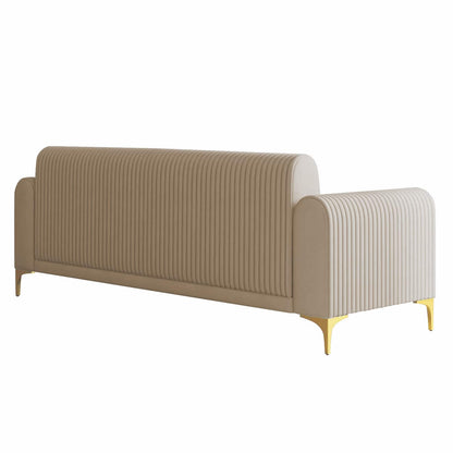 Modern 3-Seater Sofa with Channel-Tufted Back & Metal Legs