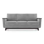 Modern 3 Seater Sofa | Mid-Century Upholstered Sofa with Wooden Arms- Shivora Crafts