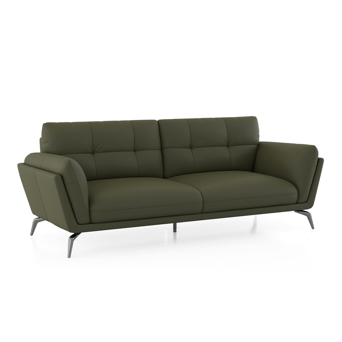 Modern 3-Seater Upholstered Sofa with Tufted Back & Sleek Metal Legs