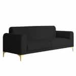 Modern 3-Seater Sofa with Channel-Tufted Back & Metal Legs