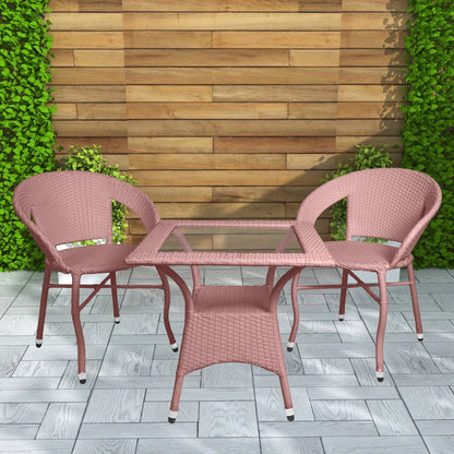 Outdoor Patio Seating Set – 2 Chairs & 1 Round Table
