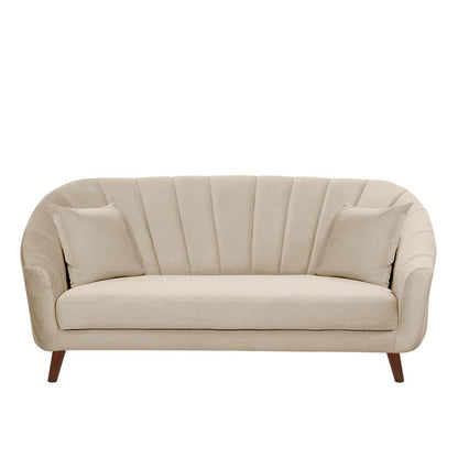 Modern Mid-Century 3-Seater Sofa with Cushions & Wooden Legs