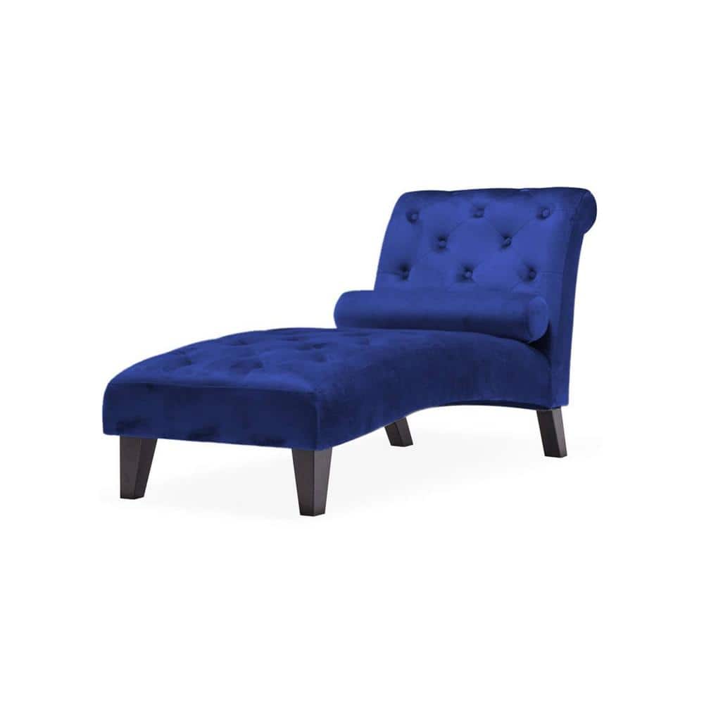 Tufted Chaise Lounge Chair with Bolster Pillow & Padded Seat