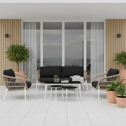 4-Piece Outdoor Patio Conversation Set with Cushioned Seating & Coffee Table