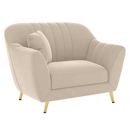 Modern Upholstered Accent Chair with Channel Tufted Back & Curved Arms