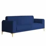 Modern 3-Seater Sofa with Channel-Tufted Back & Metal Legs