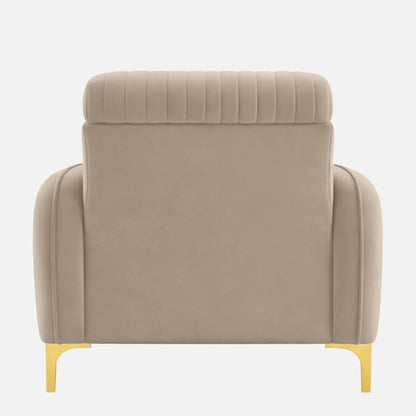 Modern Upholstered Accent Chair with Vertical Channel Back & Rounded Arms