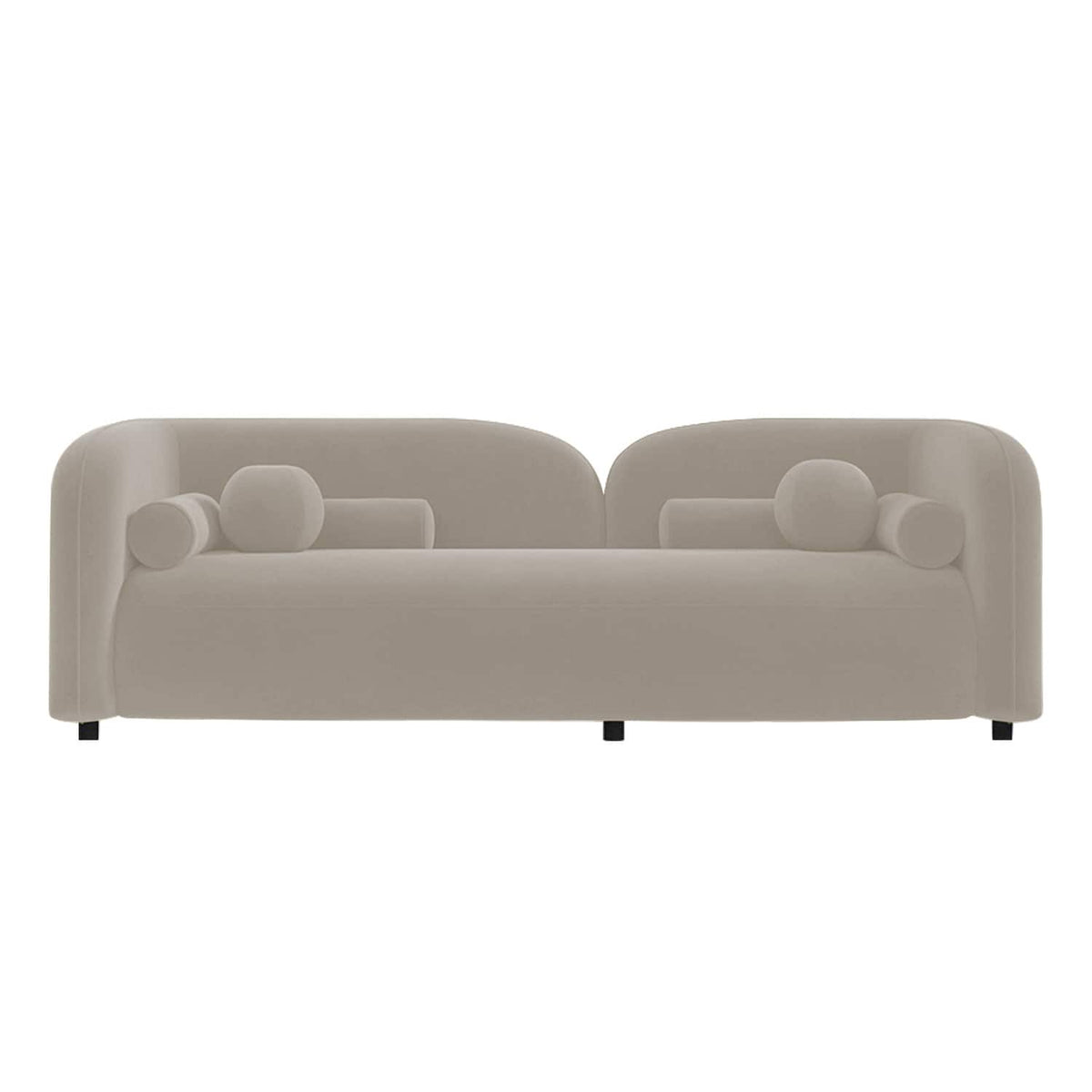 Modern Curved 3-Seater Sofa with Rounded Back & Bolster Cushions