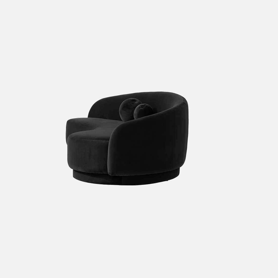 Modern Black Curved 3 Seater Sofa | Luxury Upholstered Sofa-Shivora Crafts