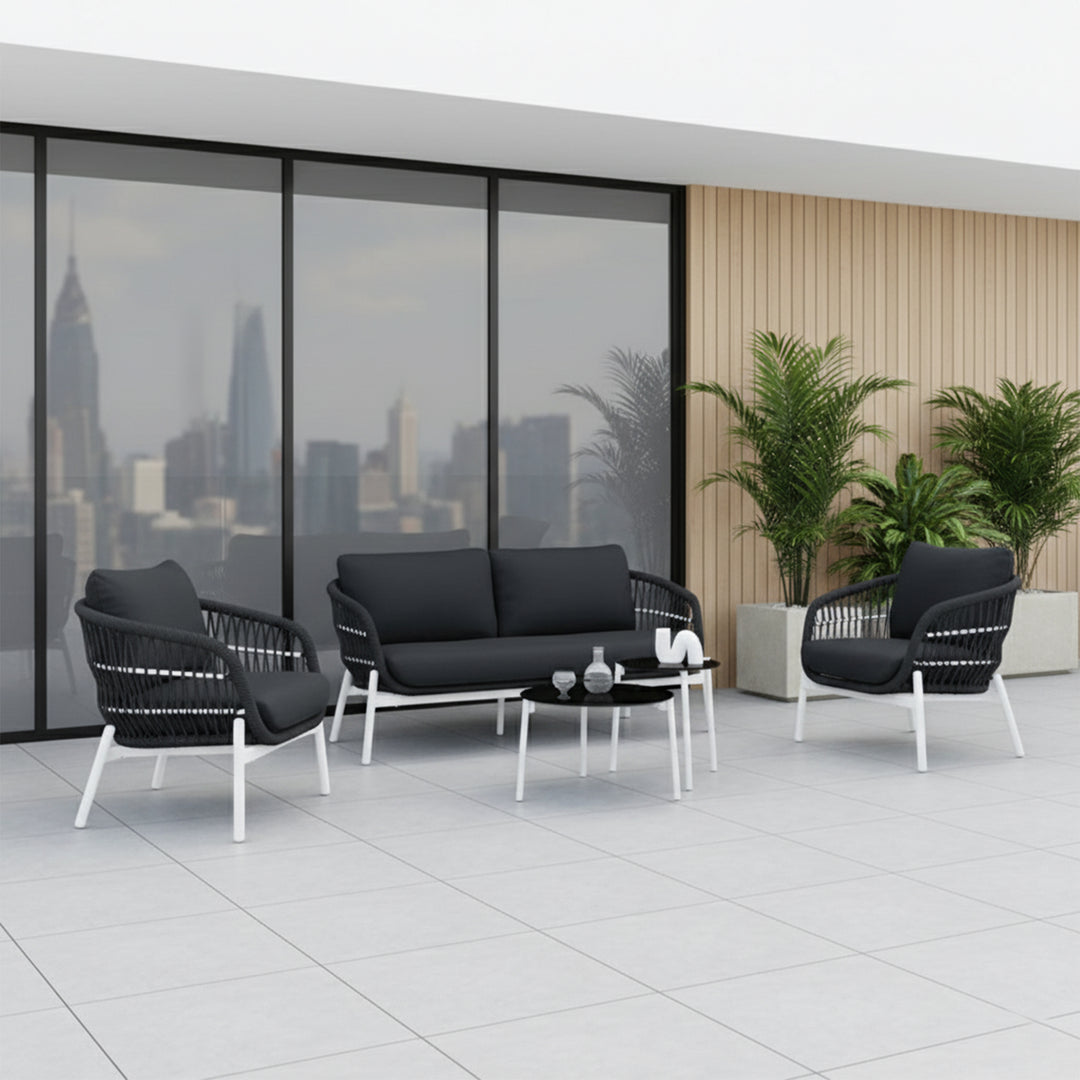 4-Piece Outdoor Patio Conversation Set with Cushioned Seating & Coffee Table