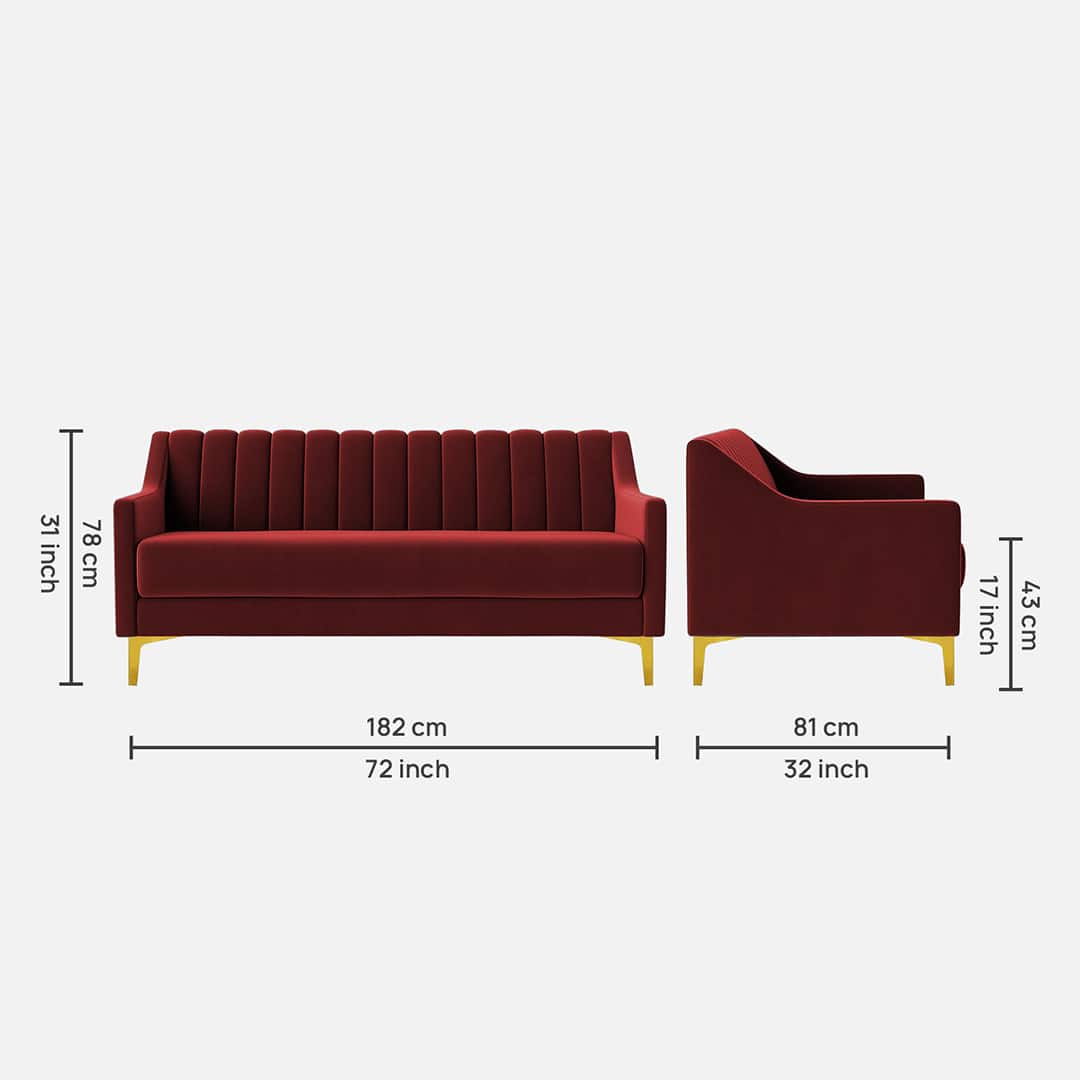 Modern Vertical Channel Tufted 3-Seater Sofa - Shivora Crafts