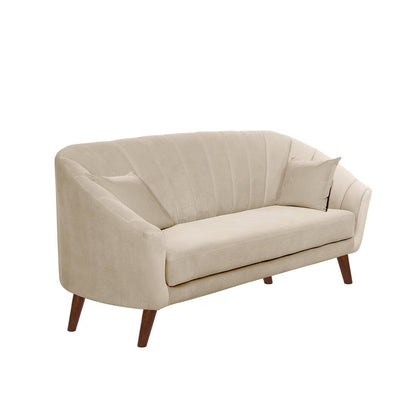 Modern Mid-Century 3-Seater Sofa with Cushions & Wooden Legs